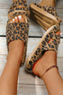 Thick Platform Faux Leather Wild Print Slip On Slippers