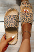 Thick Platform Faux Leather Wild Print Slip On Slippers