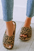Thick Platform Faux Leather Wild Print Slip On Slippers