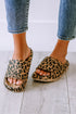 Thick Platform Faux Leather Wild Print Slip On Slippers