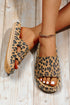 Thick Platform Faux Leather Wild Print Slip On Slippers