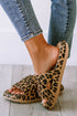 Thick Platform Faux Leather Wild Print Slip On Slippers