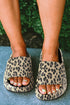 Thick Platform Faux Leather Wild Print Slip On Slippers