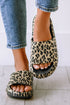 Thick Platform Faux Leather Wild Print Slip On Slippers