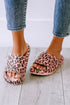 Thick Platform Faux Leather Wild Print Slip On Slippers