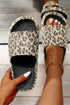 Thick Platform Faux Leather Wild Print Slip On Slippers