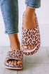 Thick Platform Faux Leather Wild Print Slip On Slippers
