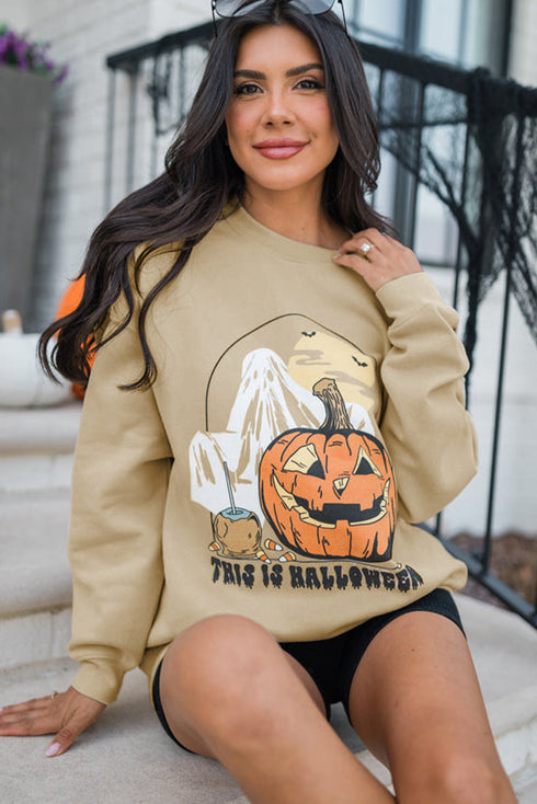 This Is Halloween Graphic Print Oversized Crew Neck Sweatshirt