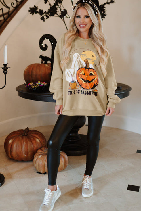 This Is Halloween Graphic Print Oversized Crew Neck Sweatshirt