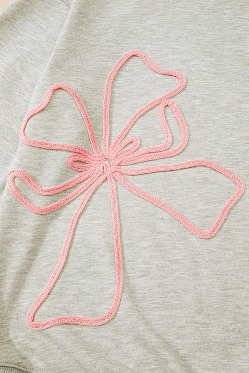 Thread Embroidered Drop Shoulder Crewneck Sweatshirt