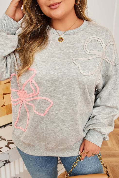 Thread Embroidered Drop Shoulder Crewneck Sweatshirt