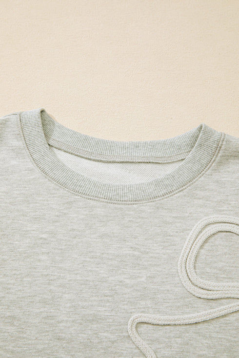 Thread Embroidered Drop Shoulder Crewneck Sweatshirt