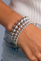 Three Piece Graduated Size Polished Alloy Bead Bracelet Set