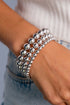 Three Piece Graduated Size Polished Alloy Bead Bracelet Set