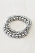 Three Piece Graduated Size Polished Alloy Bead Bracelet Set
