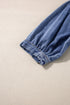 Three Quarter Sleeve Ruffled Patch Pocket Denim Blouse