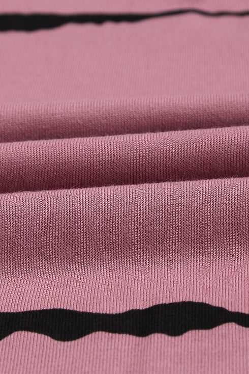 Tie-Dye Striped Drawstring Hoodie With Side Split Tops