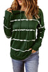 Tie-Dye Striped Drawstring Hoodie With Side Split Tops
