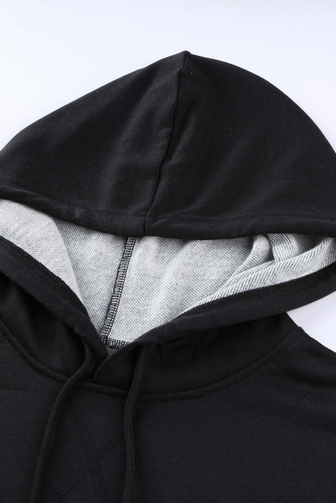 Tie-Dye Striped Drawstring Hoodie With Side Split Tops