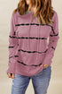 Tie-Dye Striped Drawstring Hoodie With Side Split Tops