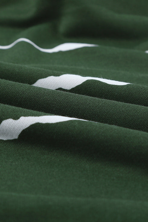 Tie-Dye Striped Drawstring Hoodie With Side Split Tops