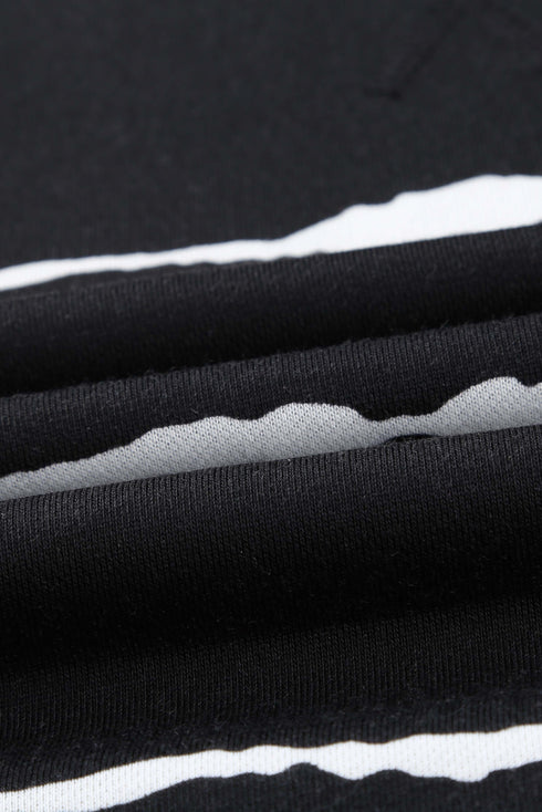 Tie-Dye Striped Drawstring Hoodie With Side Split Tops