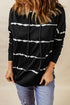 Tie-Dye Striped Drawstring Hoodie With Side Split Tops