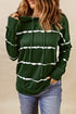 Tie-Dye Striped Drawstring Hoodie With Side Split Tops