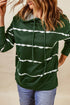 Tie-Dye Striped Drawstring Hoodie With Side Split Tops