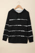 Tie-Dye Striped Drawstring Hoodie With Side Split Tops