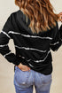 Tie-Dye Striped Drawstring Hoodie With Side Split Tops