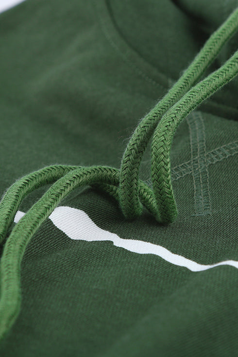 Tie-Dye Striped Drawstring Hoodie With Side Split Tops