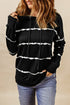 Tie-Dye Striped Drawstring Hoodie With Side Split Tops