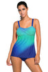 Tie Dye Striped Tummy Control Tankini