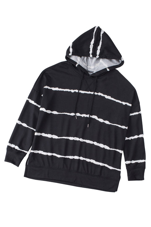 Tie-Dyed Stripe Drawstring Plus Size Hoodie