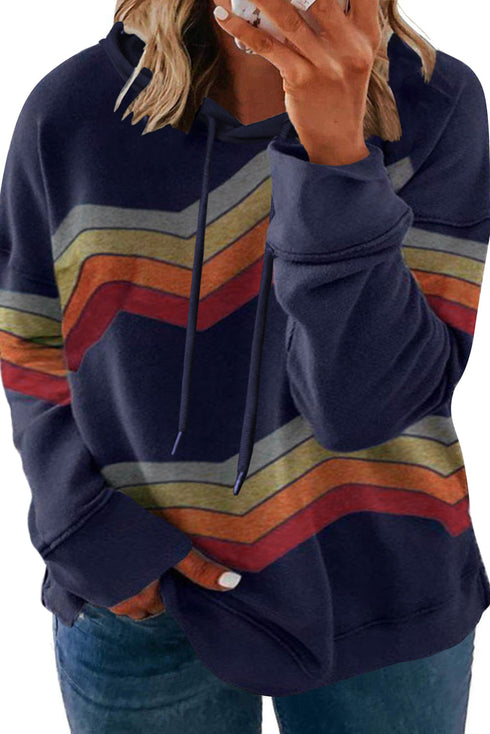 Tie-Dyed Stripe Drawstring Plus Size Hoodie