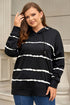Tie-Dyed Stripe Drawstring Plus Size Hoodie