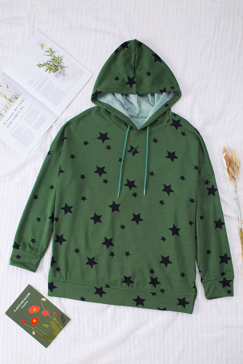 Tie-Dyed Stripe Drawstring Plus Size Hoodie