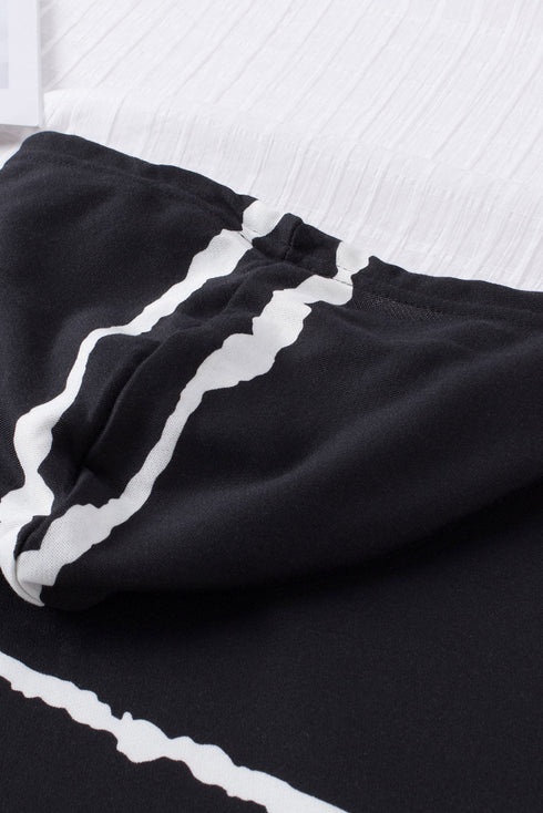 Tie-Dyed Stripe Drawstring Plus Size Hoodie