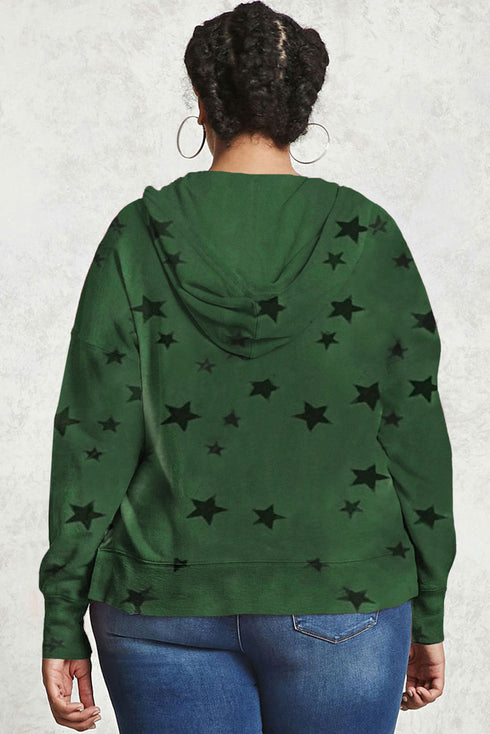 Tie-Dyed Stripe Drawstring Plus Size Hoodie