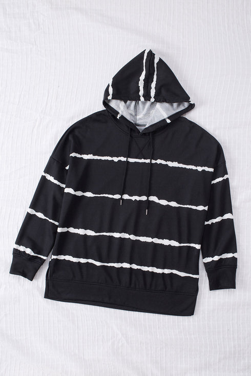 Tie-Dyed Stripe Drawstring Plus Size Hoodie