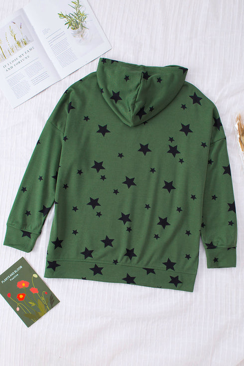 Tie-Dyed Stripe Drawstring Plus Size Hoodie