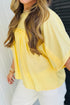 Tie Front Half Sleeve Pleated Detail Babydoll Blouse