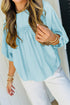Tie Front Half Sleeve Pleated Detail Babydoll Blouse