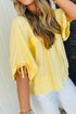 Tie Front Half Sleeve Pleated Detail Babydoll Blouse