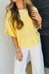 Tie Front Half Sleeve Pleated Detail Babydoll Blouse
