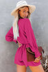 Tie Knot V Neck Puff Long Sleeve Solid Romper