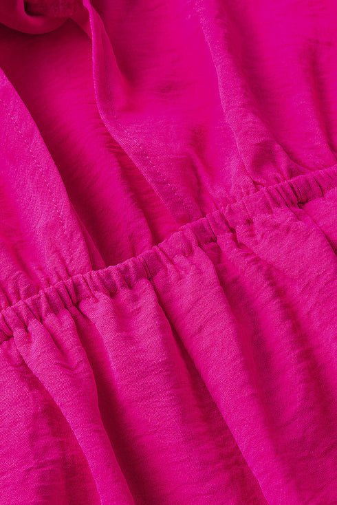 Tie Knot V Neck Puff Long Sleeve Solid Romper