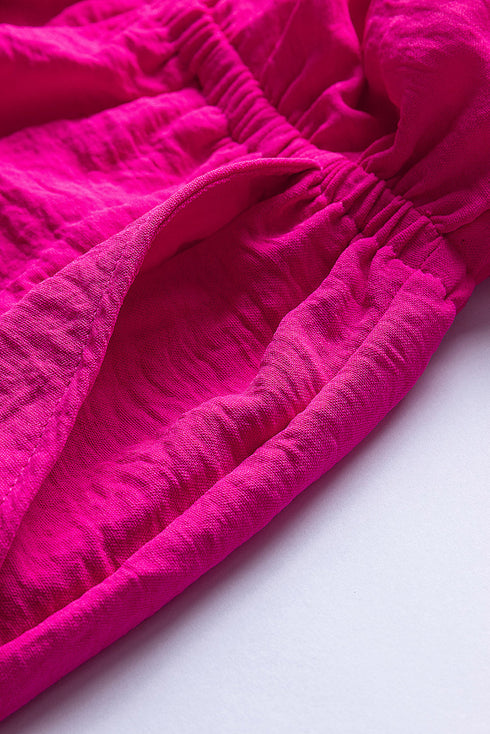 Tie Knot V Neck Puff Long Sleeve Solid Romper