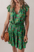 Tie Neck Ruffle Trim Tiered Short Floral Dress